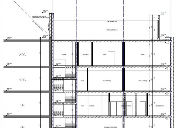 Schnittzeichnung des Architekten
