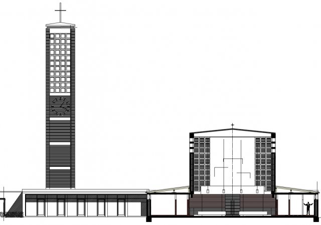 Ansichtszeichnung des Architekten