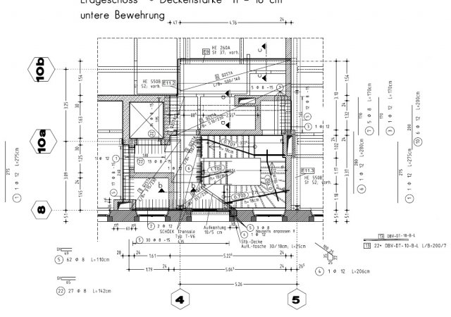 Auszug Bewehrungsplan Erdgeschossdecke (Treppenhaus)